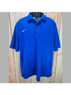 Nike Mens Golf Blue Dri-Fit Lightweight Breathable Polo XL